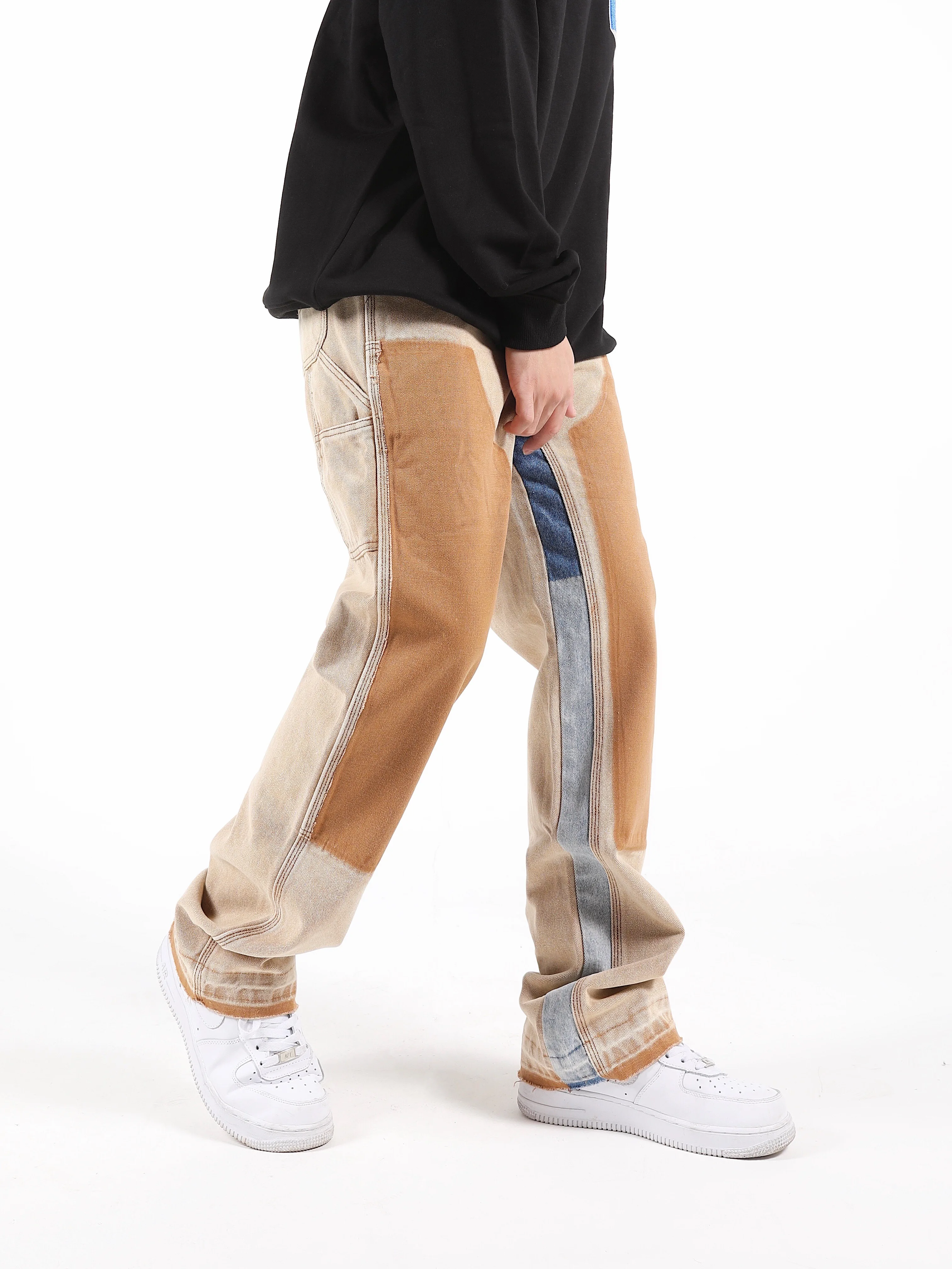 Drop shipping streetwear jeans men stylish jeans pants stock bootcut jeans men