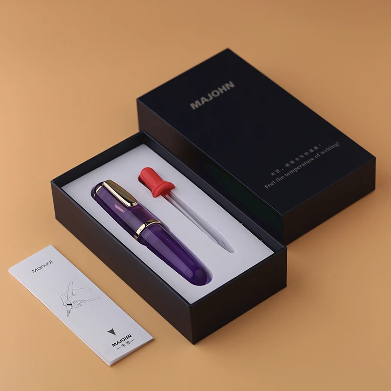 MAJOHN Q1 fountain pen transparent resin pen barrel storage ink big bright tip adult student fountain pen made in China