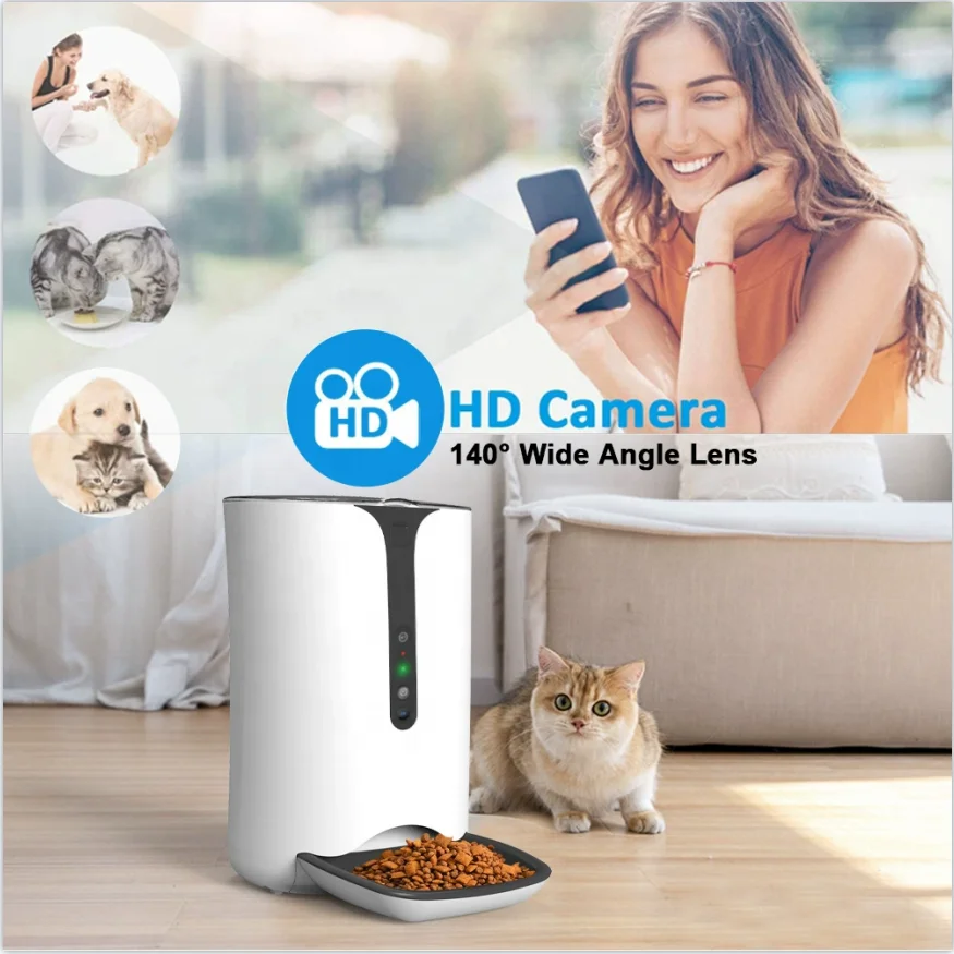 Automatic Pet Feeder with Camera Smart Pet Food Dispenser Cat dog Feeder With Timer