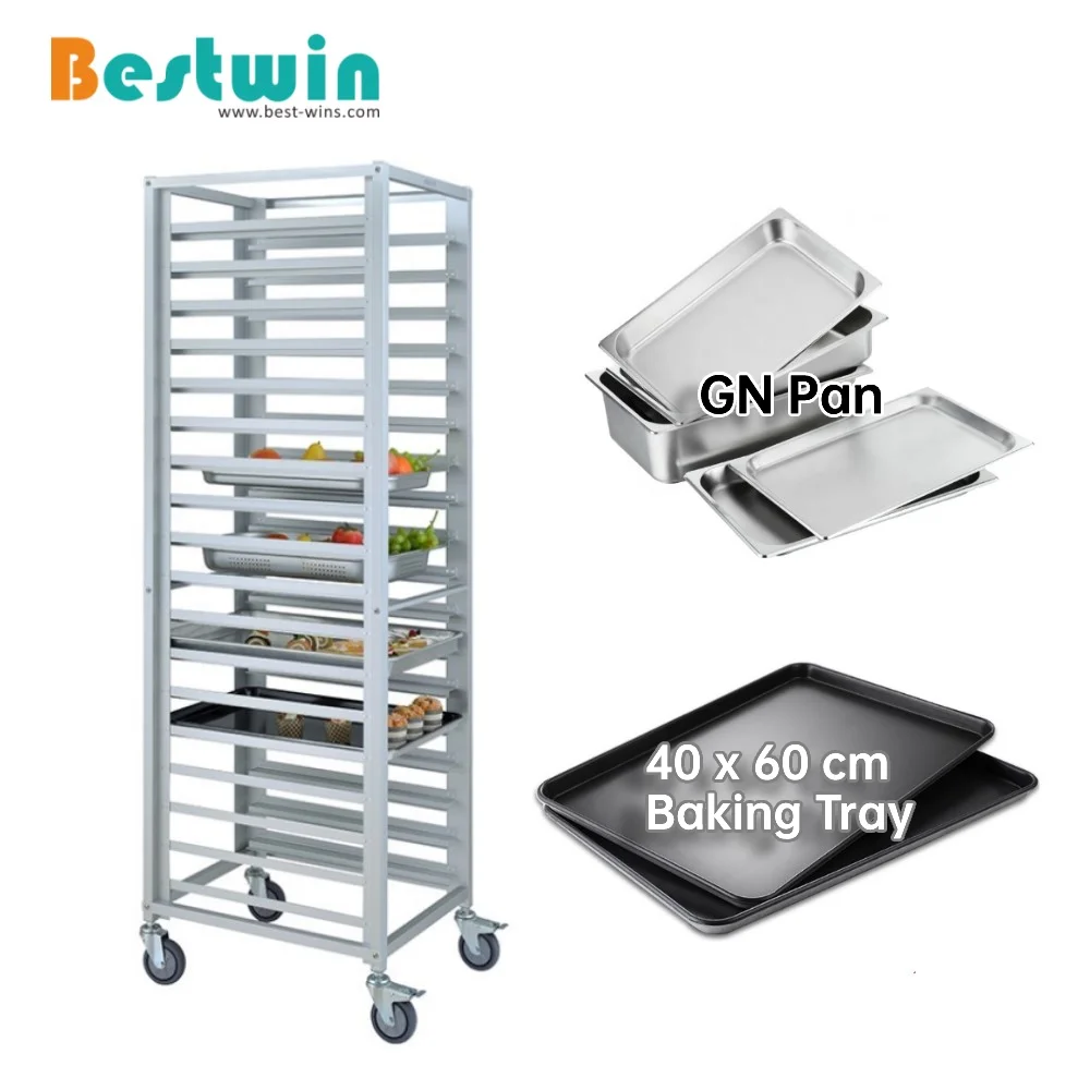 18 Layer Mutli Purpose Aluminum Bread Cooling Rack Trolley Sheet Pan Rack Bakery Cart