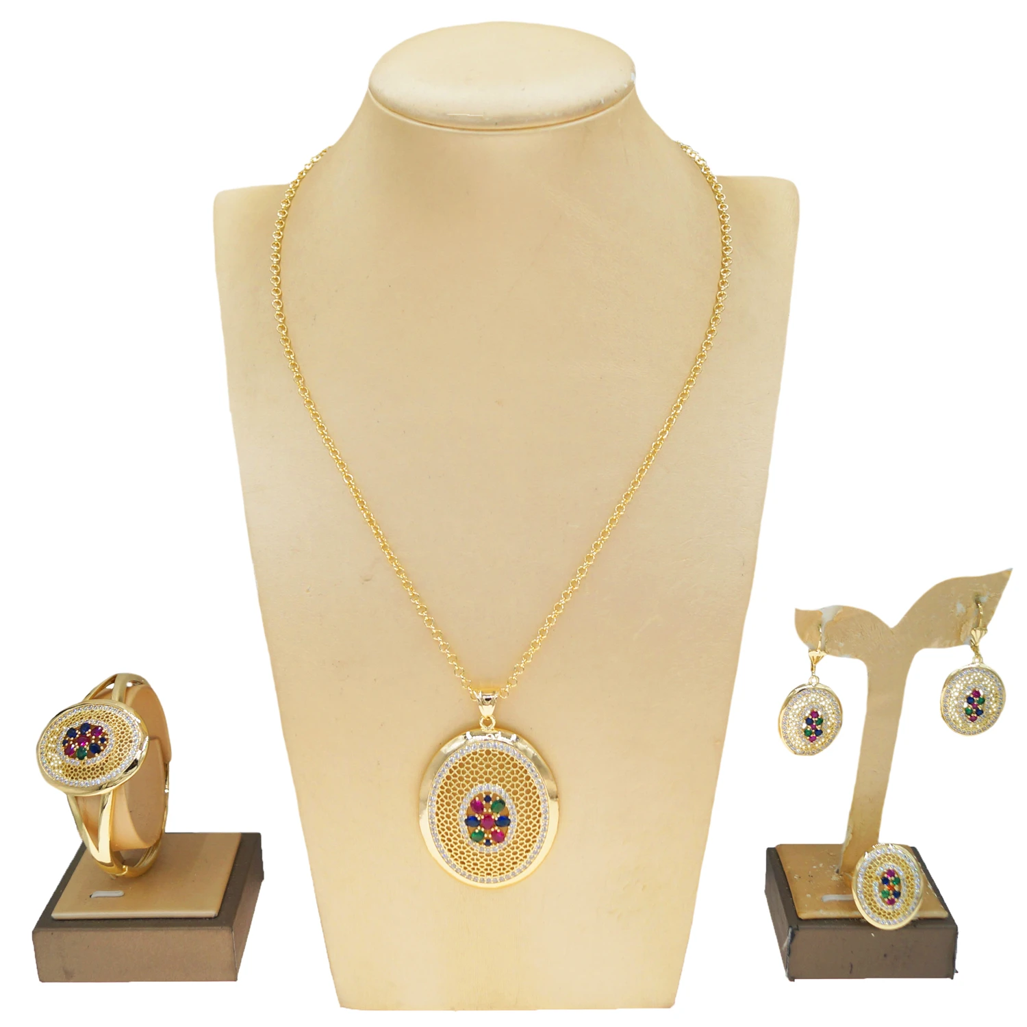 Yulaili Hot Sale Alloy Gold Plated Jewelry Ladies Banquet Party Dubai Gold Style Accessories