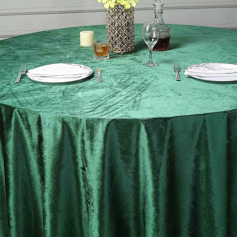 Luxury Thicken Velvet Table Cloth Solid Color Velvet Table Cloth Green Custom Round Tablecloths
