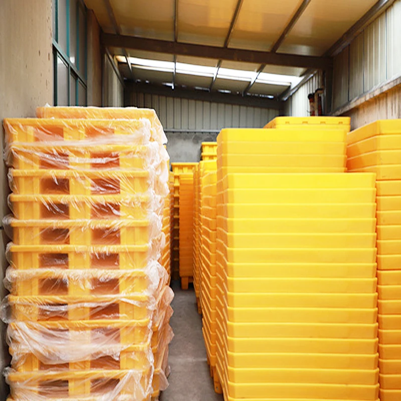 factory price spill containment tray 4 drum  new plastic spill containment  pallet ramp  yellow