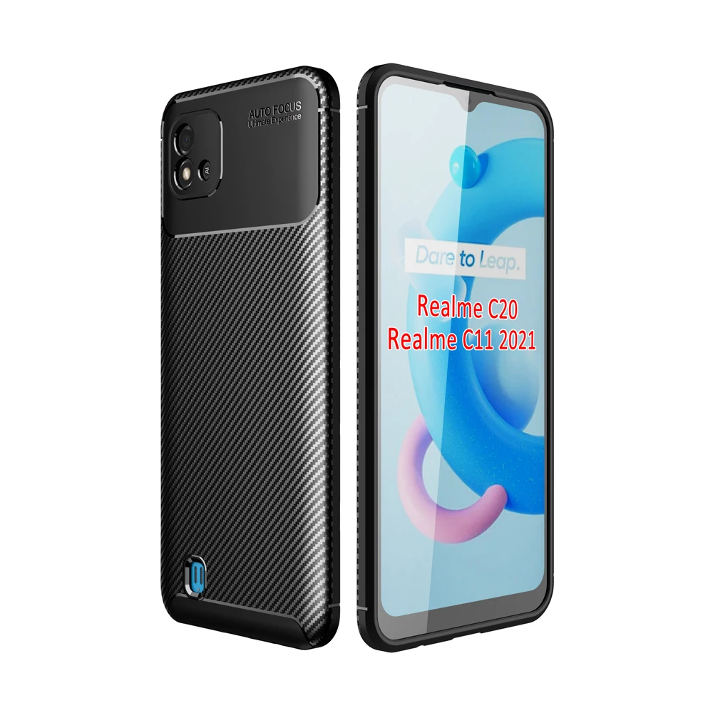 Чехол для телефона из углеродного волокна с автофокусом для Oppo Realme C20, задняя крышка для Oppo Realme C11 2021