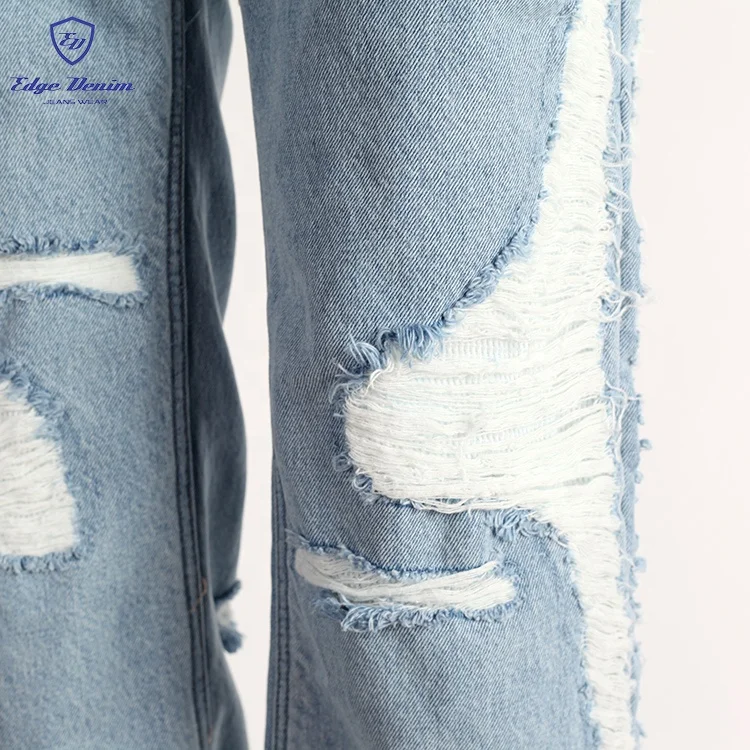 Мужские джинсовые брюки EDGE DENIM голубые потертые джинсы в стиле рок-звезд рок-н-ролл