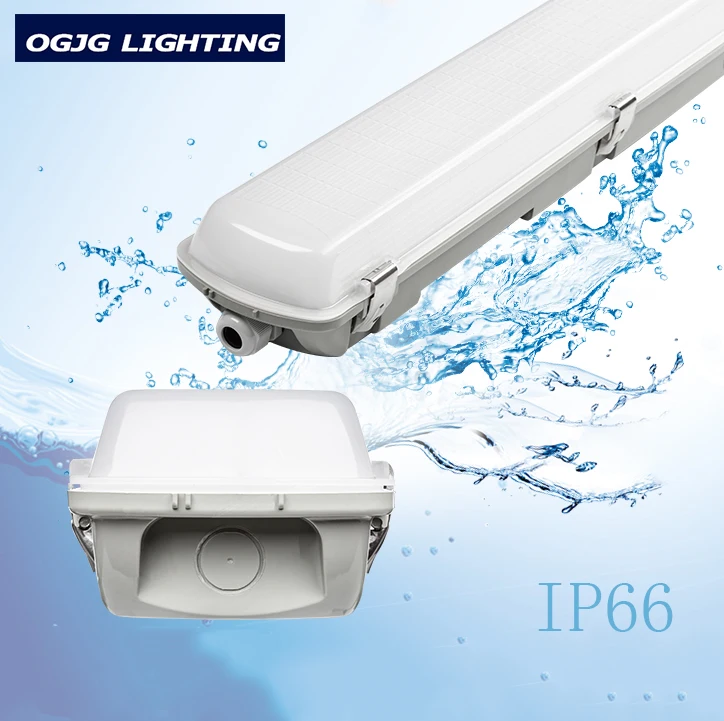 China OGJG warehouse parking lot IP66 dali dimming emergency motion sensor fixture 4ft 8ft waterproof led light