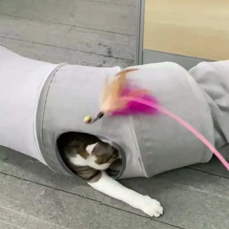 Wholesale plush fluffy collapsible pet cat tunnel tube for indoor cats