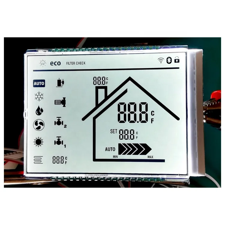 Manufacturer Custom Pantalla 7 Segment LCD de Display LCD 7 Segmentos LCD Display For Room Thermostat