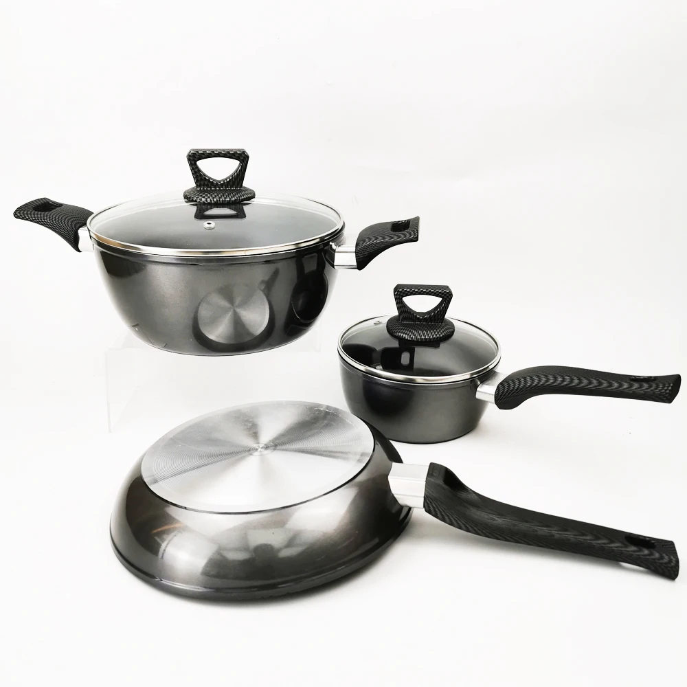 Non-stick Pan Combination Set Flat-bottom Wok Milk Pot Double-ear Pan Open Flame Induction Cooker Household Kitchen Supplies