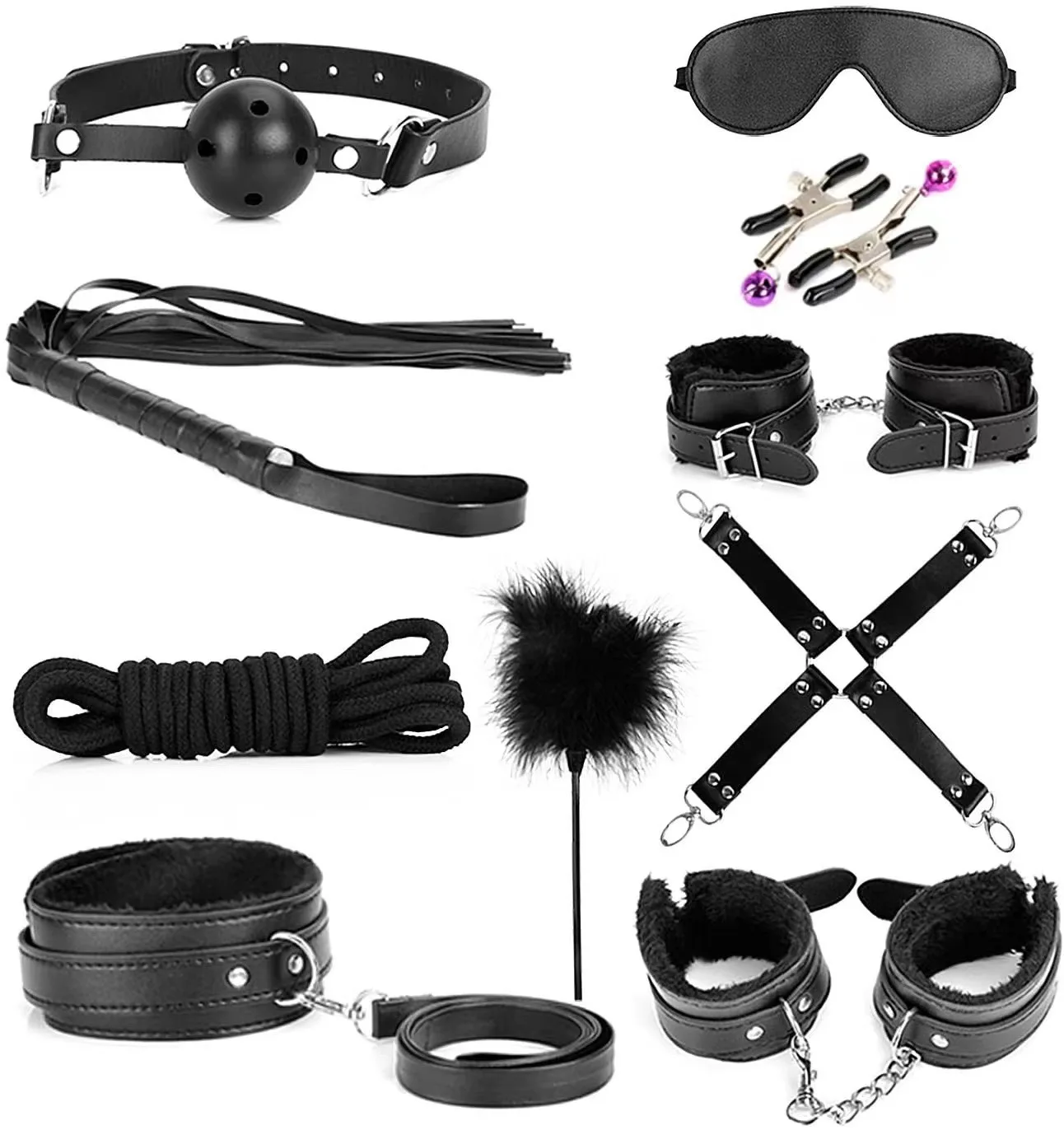 New Trendy Sm Pu Leather Fetish Sex Accessories For Couple Slaves Bondage Kit Sex Kit Bdsm Set