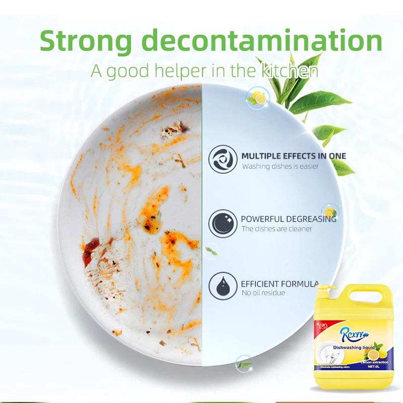 5L OEM High Quality Kumquat/Ginger/Lemon Detergent Cleaning Chemicals Kitchen Cleaner Dishwashing Liquid