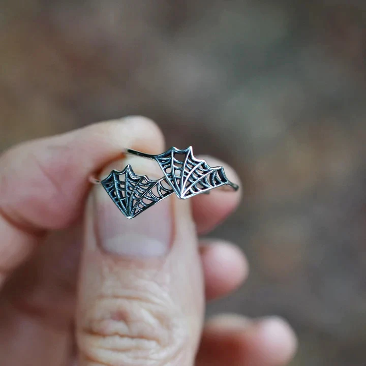 Gothic Punk Rock Cosplay Spiderman Unisex Halloween Jewelry Dark Series Hollow 925 Sterling Silver Spider Web Rings Men