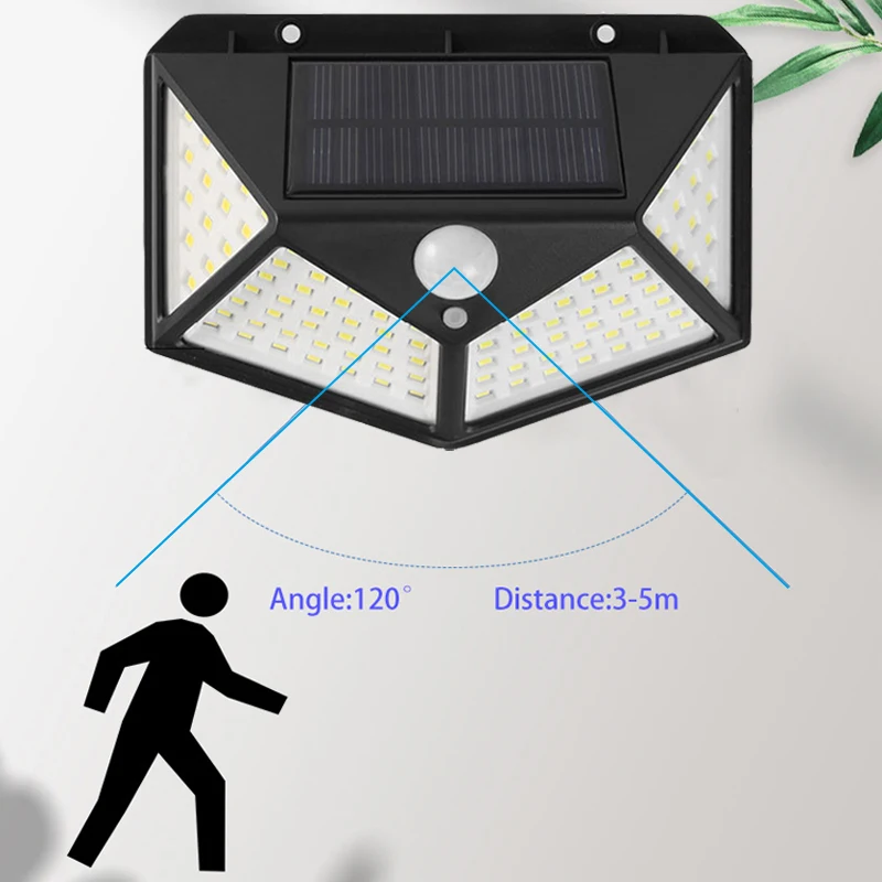 High Quality Cheap Price Outdoor Solar Powered Garden Lamp 100 LED Waterproof Motion Sensor Solar Wall Garden Light
