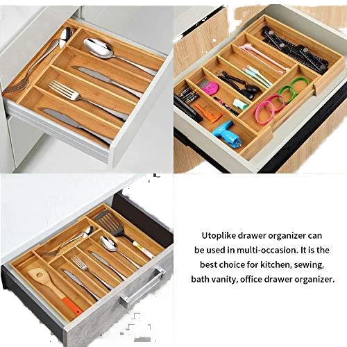 custom cutlery organizer Bamboo Expandable Drawer Organizer Adjustable Cutlery Tray organizer for the kitchen drawer