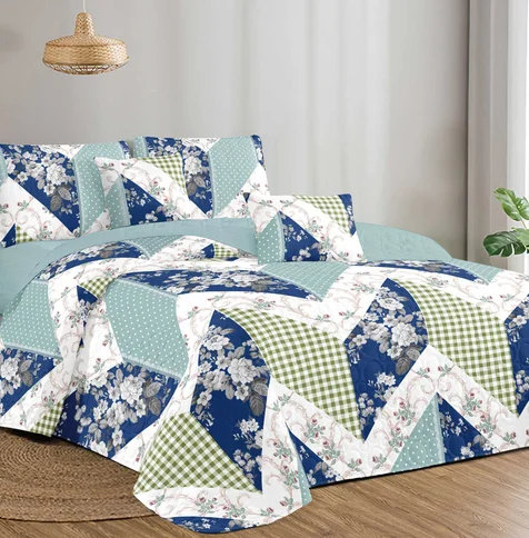 Stock Printed Ultrasonic Microfiber Quilt Bedding Set
