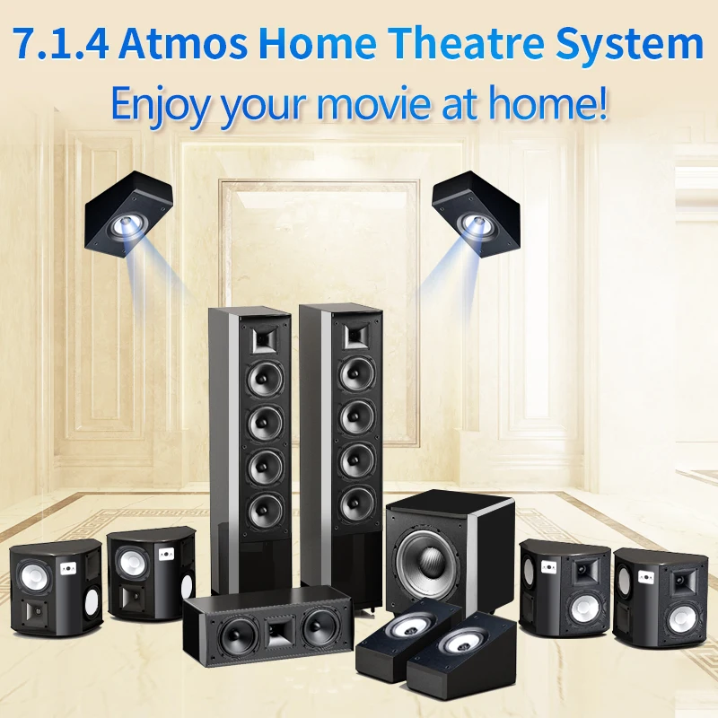 Accusound  7.1.4 Atmos DTS X Tower Floorstanding Home Theatre System with 300Watss Powered Subwoofer|Bi pole Surround Speakers