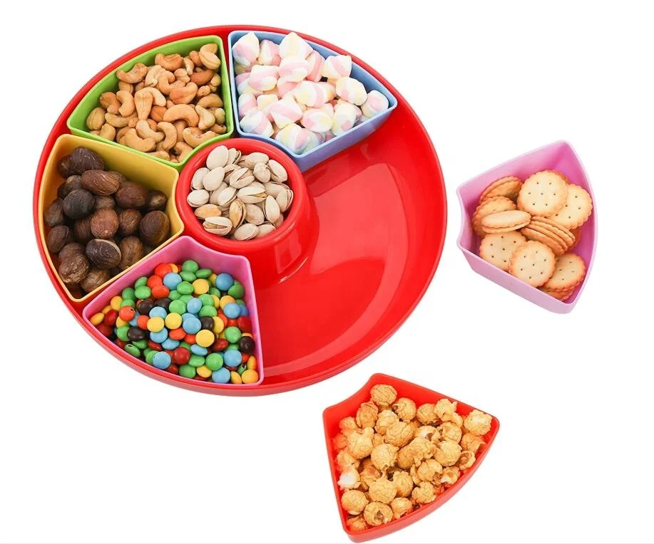 Поднос для сервировки с крышкой контейнер овощей поднос закусок конфет и орехов еды секционный пластиковый