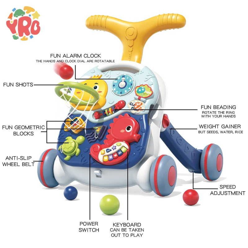 2 in 1 Multifunction Baby Learning Activity Cheap kids Musical Stroller Toy baby walker For Kids Gift