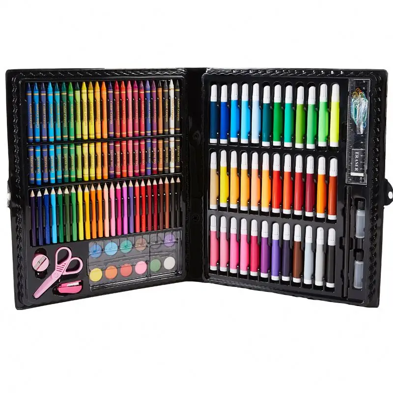 150PCS Painting Crayons Marker Colour Pencils Brush Ruler Sketching Color Drawing arts and crafts Drawing set kids Art Sets