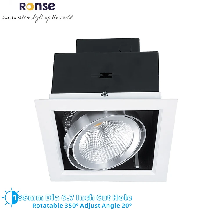 Встраиваемый потолочный светильник RONSE с отверстием 6,7 дюйма, IP20, мягкий светодиодный светильник для дома, европейский стиль украшения, 20 Вт, 40 Вт, 60 Вт, Cob светодиодный светильник с решеткой