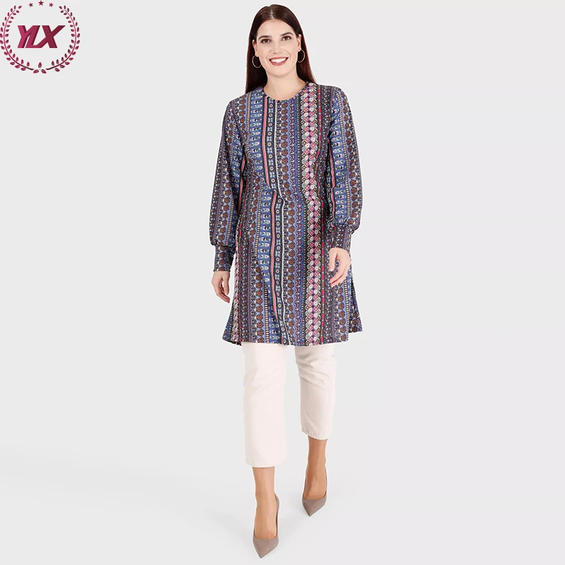 New Arrival  Arabic Printing Muslim Tunic For Ladies Latest Designs Of Abaya Girls Dress Names With Pictures