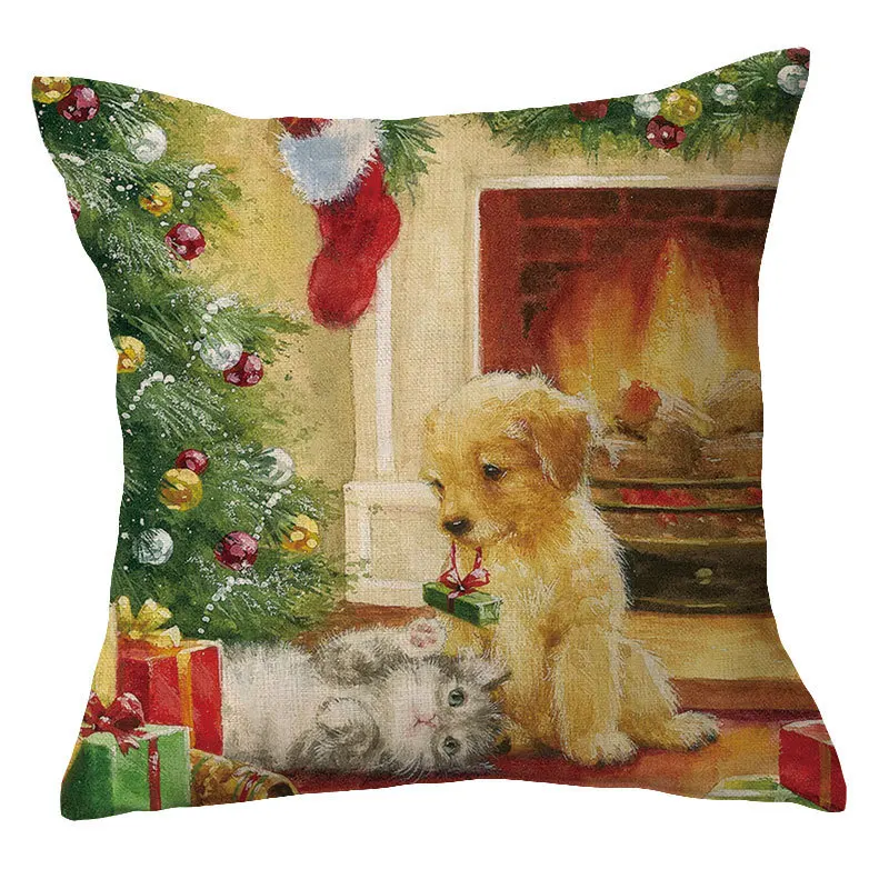 Low price hold pillow case for flax Christmas holiday preheating Santa snow winter harvest covers