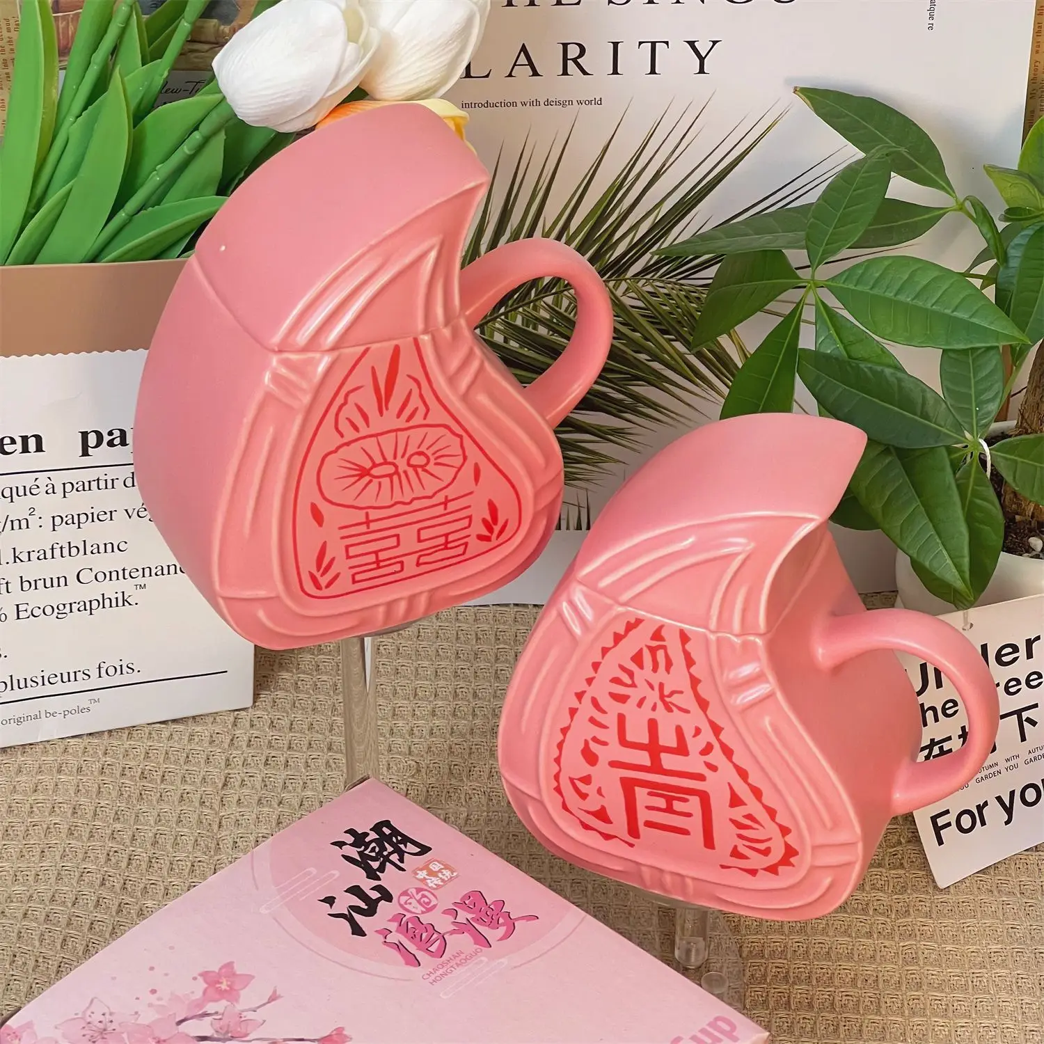 Creative Chaoshan red peach kueh cup Ceramic mug personality birthday gift water cup