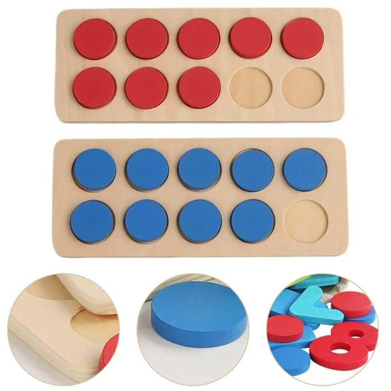 Wooden Early Educational Gifts Arithmetic Ten Frame Set Kids Montessori Toy Counting Math Game