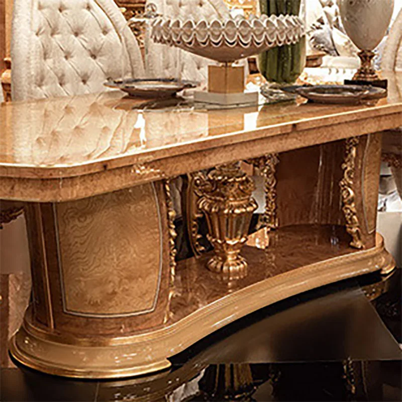 European Royal Wooden Dining Room 8 10 Seater Antique Luxury Dinning Furniture With Chairs French Solid Wood Table And Chair Set
