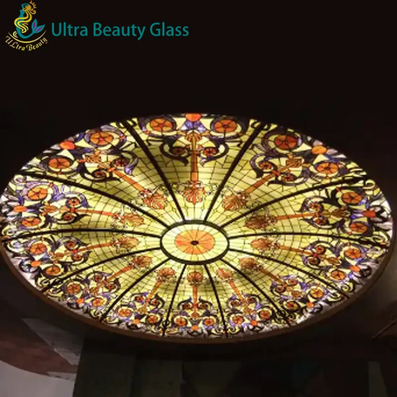 Cheap price decoration tempered stained glass ceiling dome for church glass