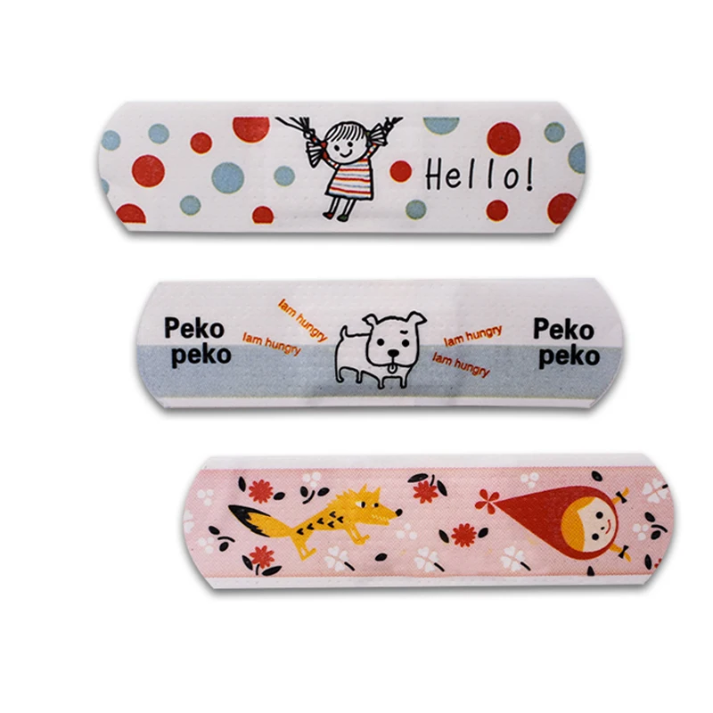 Custom Logo Printed Wound Plaster Band Aid First Aid Plaster Waterproof Adhesive Bandages Cartoon Bandaid