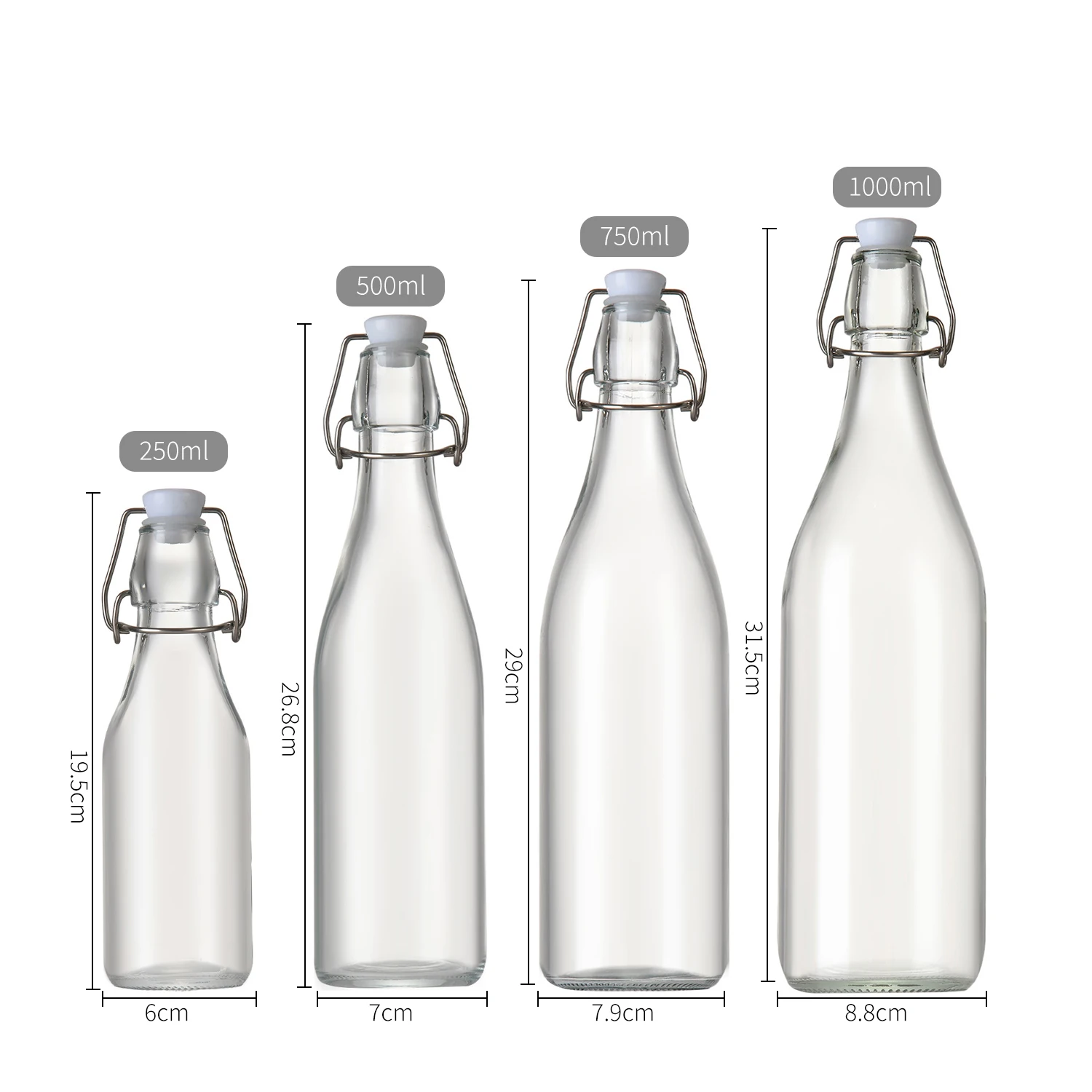 Market Price Sealed Ring Storage Bottle Glass Jar Clip Clamp Lid Water Bottle Glass