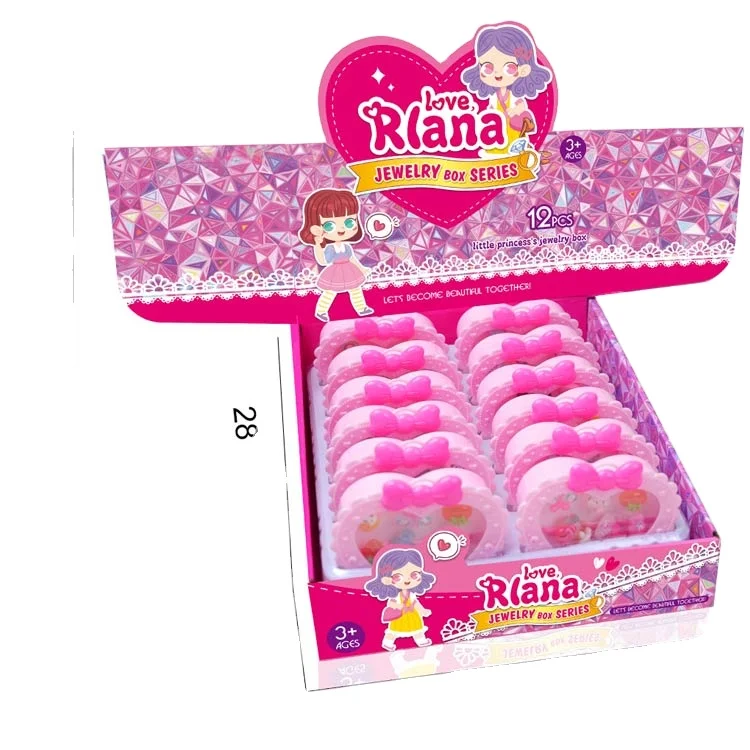 Fashion Metal Pink Ring Boxing Ring for Kids Wholesale Plastic Zinc Alloy Heart Silver Plated Agate Engagement Rings 3 Pcs/box