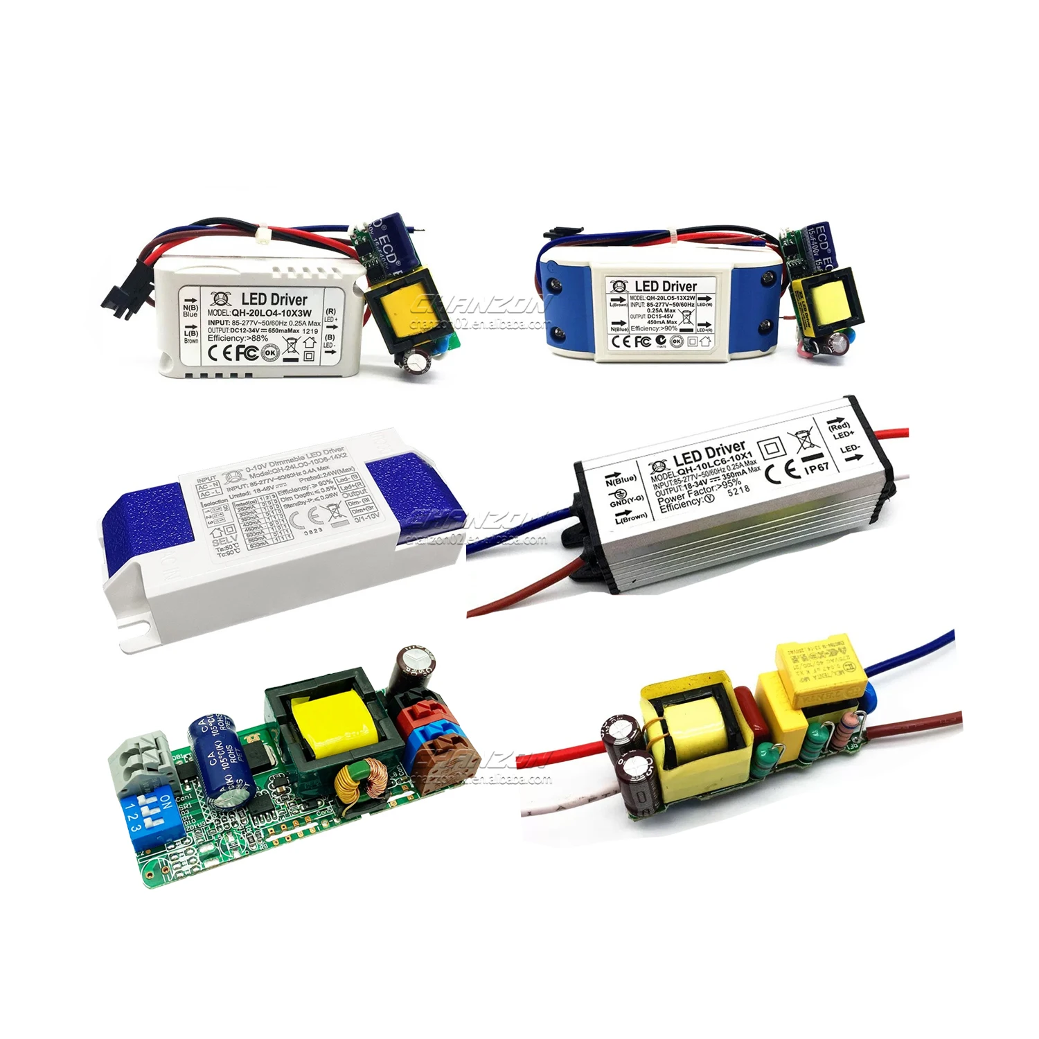 Диммируемый постоянный ток Светодиодный драйвер Triac Dali 0-10 В 300mA 420mA 600mA 830mA 900mA 1500mA 3000mA 1W 5W 10W 20W 30W 36W 50W 100W