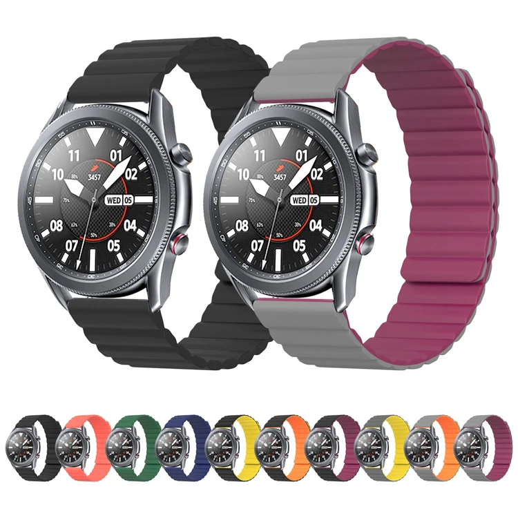 Single Dual Color 20mm 22mm Rubber Smart Watch Straps Silicone Magnetic coolyep Watch Band for Samsung Galaxy Watch 4 Armband