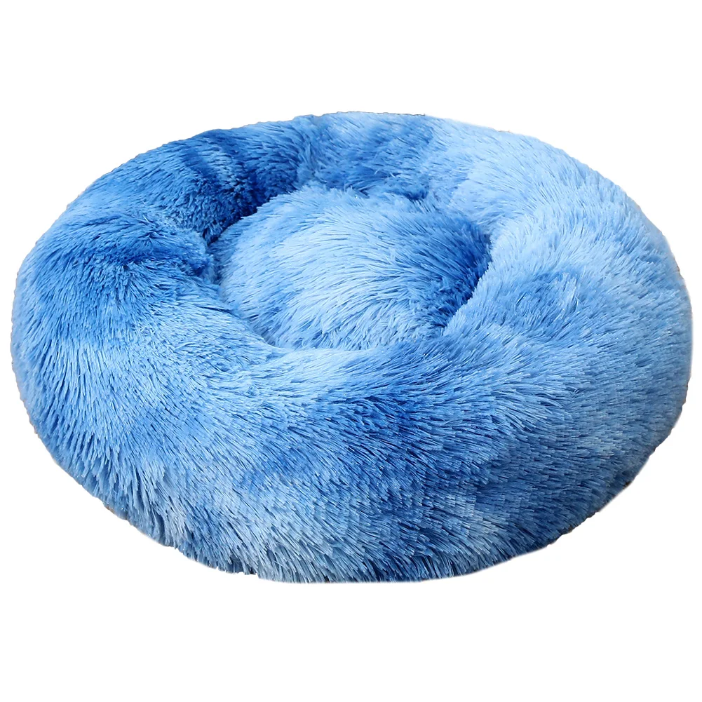 Faux Fur Comfortable Washable Warm Round Soft Donut Calming Fluffy Plush Pet Dog Cat Bed