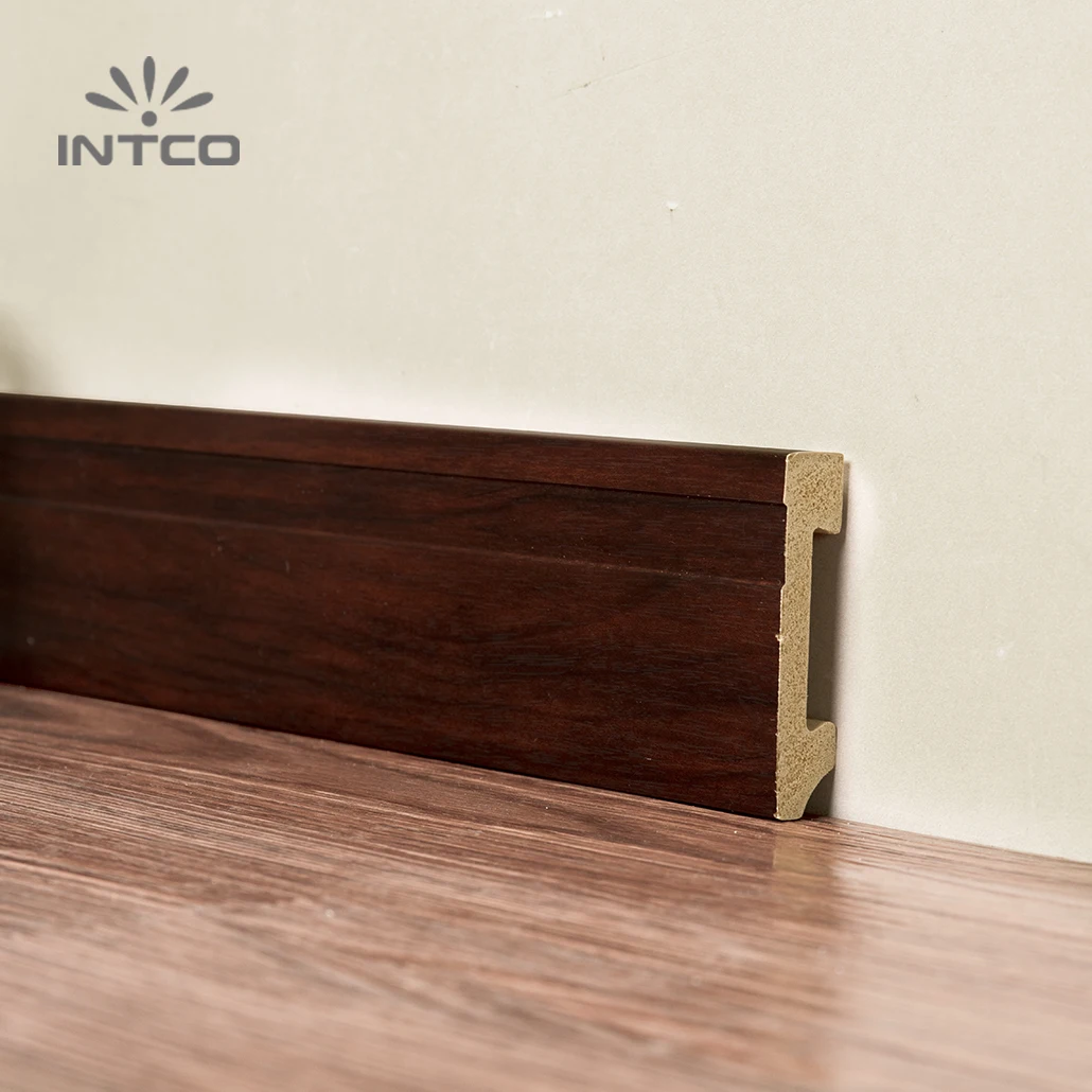 INTCO Hot Selling Quick Install Waterproof Plastic Wood-color Skirting Moulding Flooring Baseboard