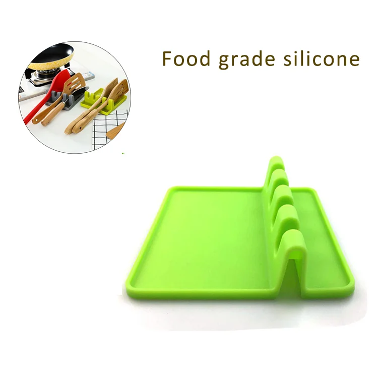 
New Non-slip Heat- safe BPA-Free Extra Large Size Flexible Kitchen Utensil Rest Silicone Spoon Holder with Drip Pad 