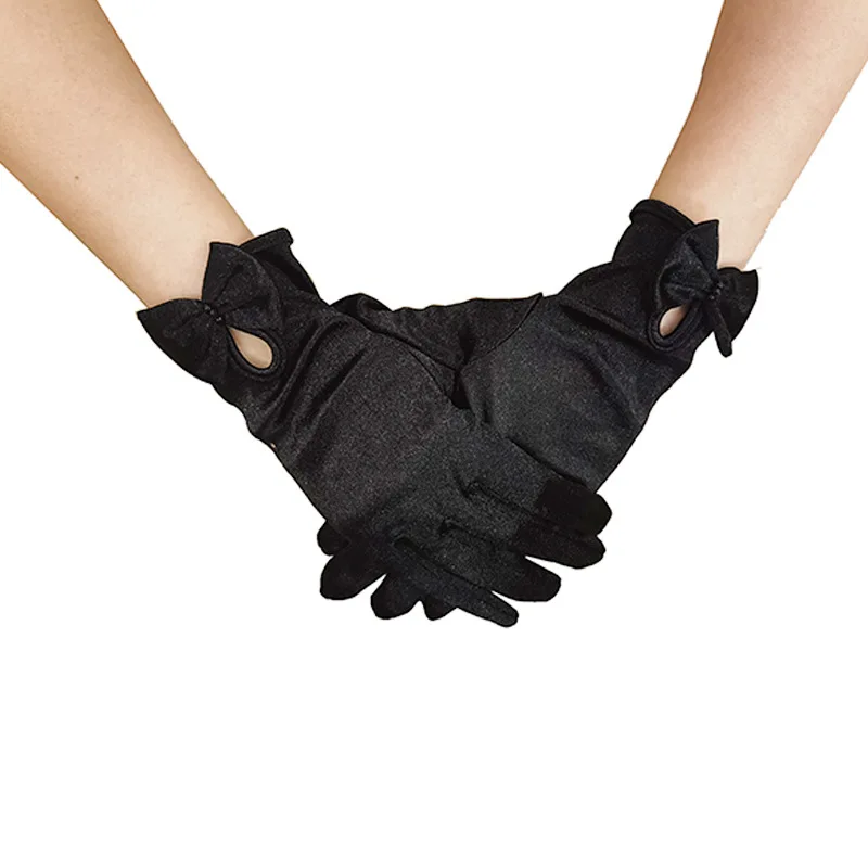 HZS-24036 Elegant Wedding Bridal Gloves Satin Short Brides Women Marriage Pageant Prom Gloves