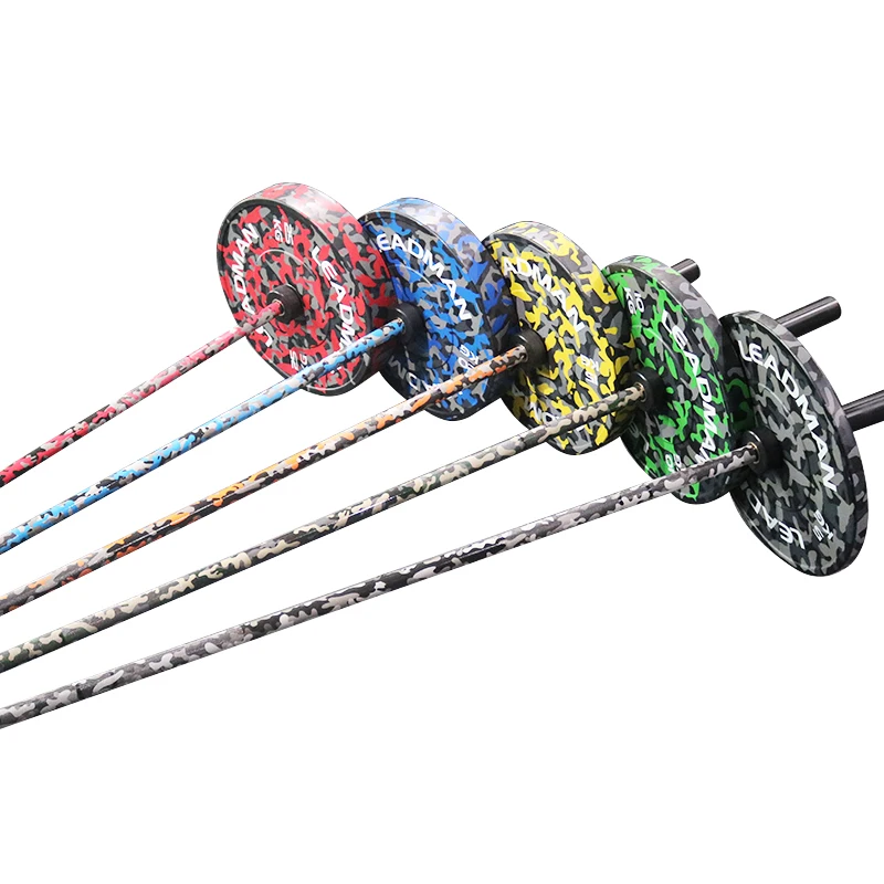 2024 New Design colored barbell powerlifting custom camo barbell plates calibrated