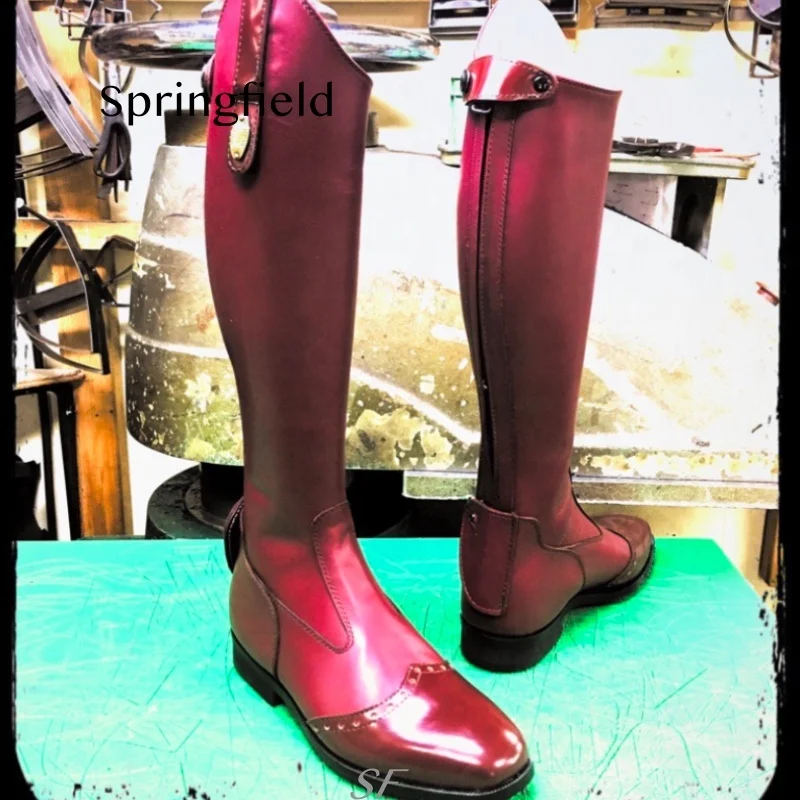 SF EQUESTRIAN HIGH BOOTS HORSE RIDING TALL BOOTS DRESSAGE BOOT LEATHER SHOES