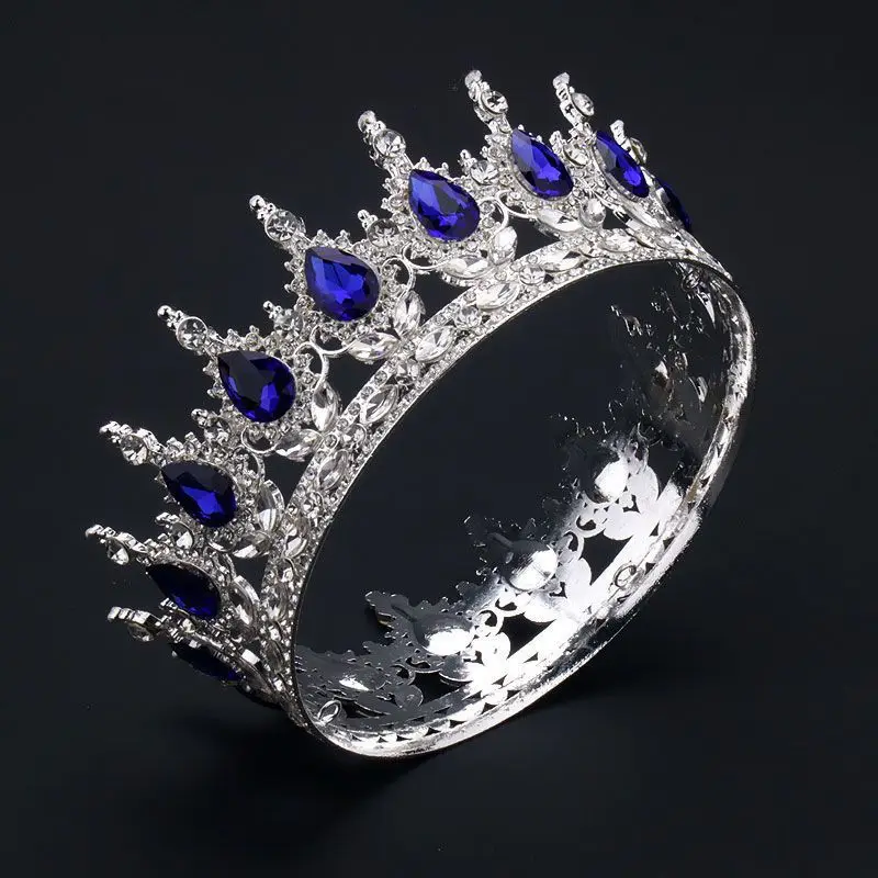 Vintage Colorful Baroque Crown Alloy Headpiece Birthday Adult Gift Wedding Dress Accessories Headcrown Queen