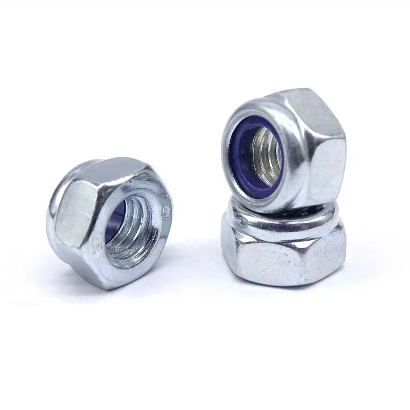 Manufacturer Custom DIN985 M8-M12 Galvanized Grade 4.8/ 8.8/ 10.9/ 12.9 Carbon Steel Hex Nylock Nut Nylon Insert Lock Nut