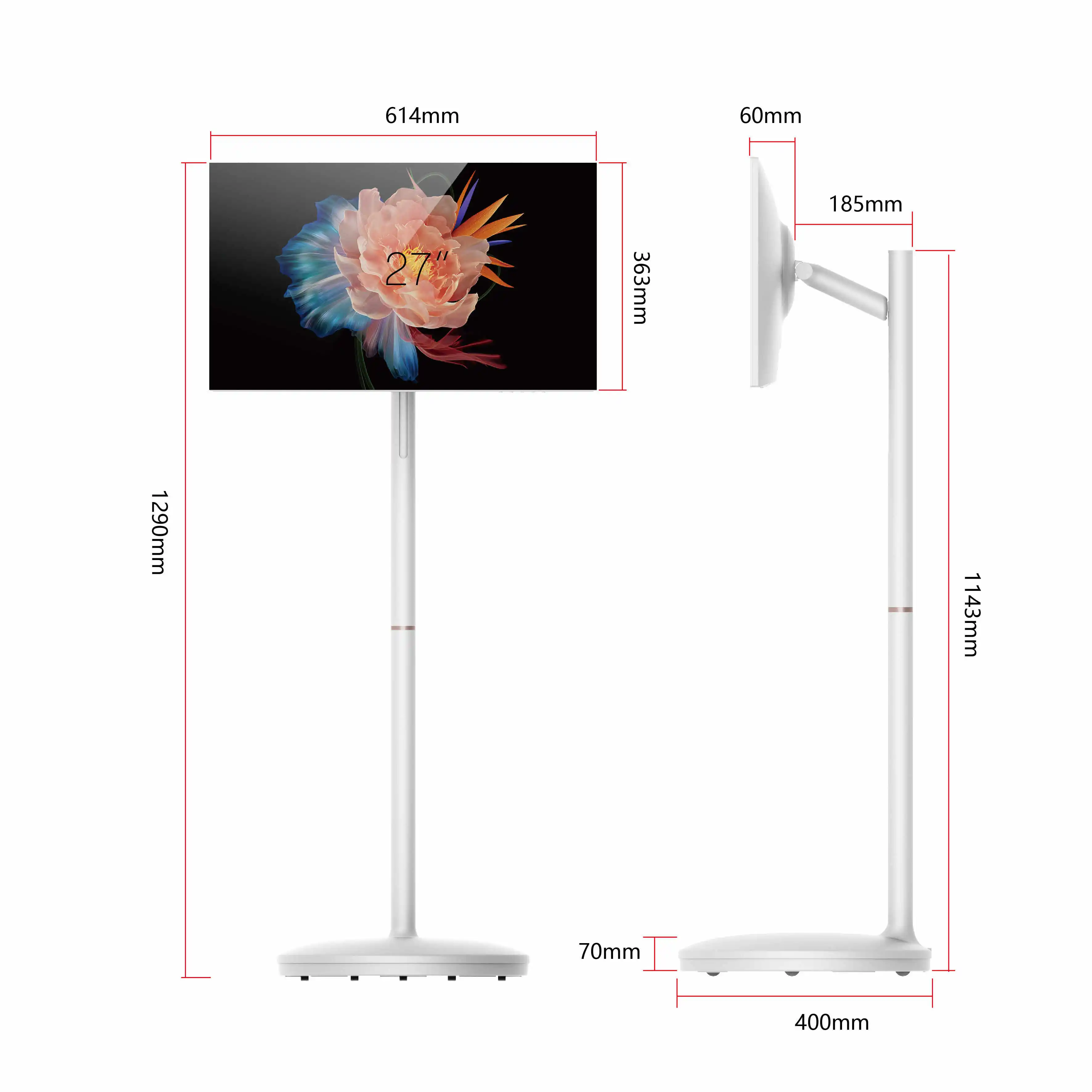High Quality Rotatable Android Living Room Smart Touch Screen TV Free Standing Smart Portable TV With Rechargeable Battery