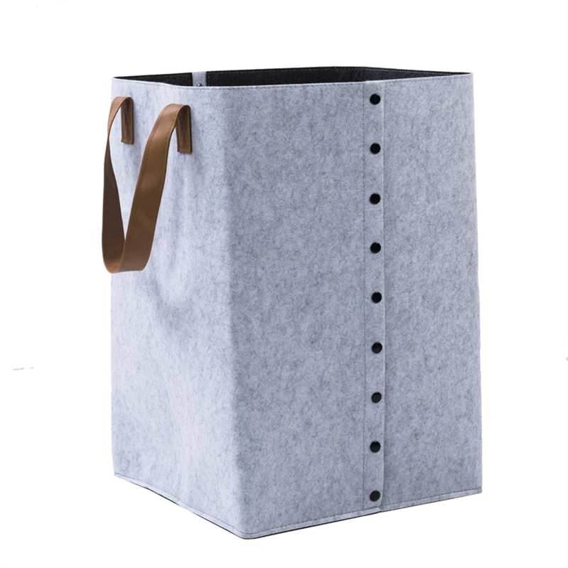 Portable Collapsible Hamper Dirty Clothes Toys Laundry Basket Wool Felt for Laundry Storage Use