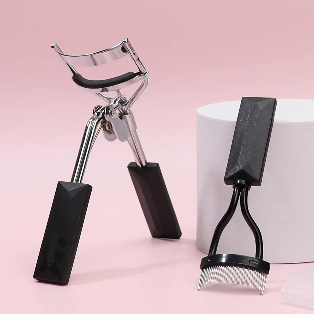 Hot Selling New Eyelash Clip Steel Head Comb 2-piece Set Curling  Device Portable Tool Clip  Eyelash Brush Antiskid Handle