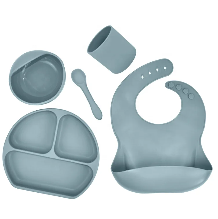 Food Grade Silicone Baby Plate Bowl Suction Feeding Set Non-slip Toddlers Food Feeding Baby Plate For Children Supplies