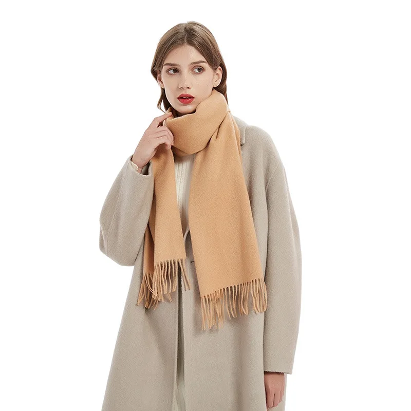 custom label  Plaid print red winter pashmina scarf neckline warm Knitted pure wool shawl for Women