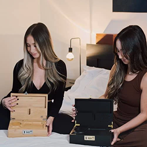 Custom Logo Lockable Secret Stash Box Locking Bamboo Stash Box Lock With Rolling Tray Smoking Accessories Lock Wholesale