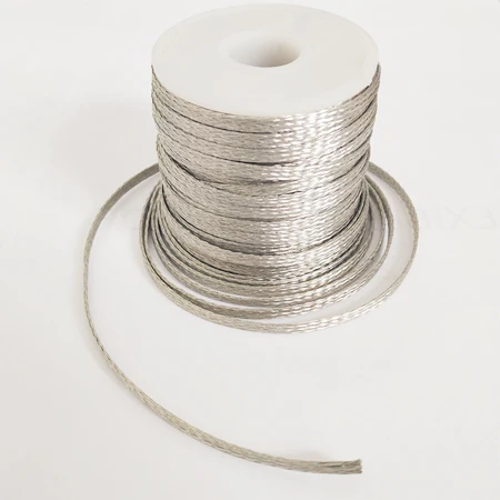 Плоская оплетка из луженой меди, ширина 1/4 дюйма, длина 25 дюймов, плоская медная оплетка, производитель